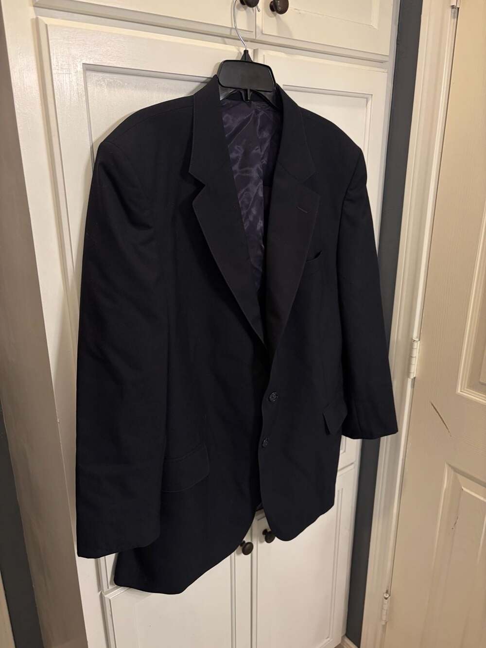 Warren Scott Men's Navy Blue 100% Pure Wool Single-Breasted Blazer